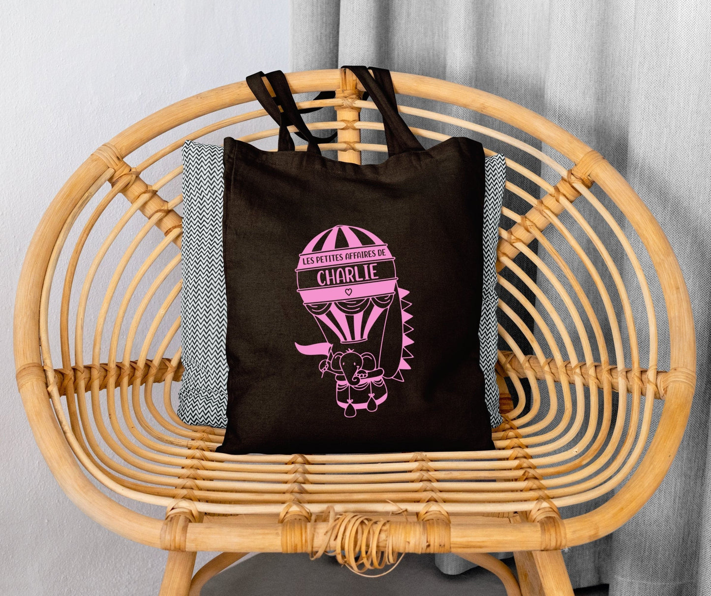 Sac enfant personnalisé avec prénom, Tote bag enfant, Sac montgolfière