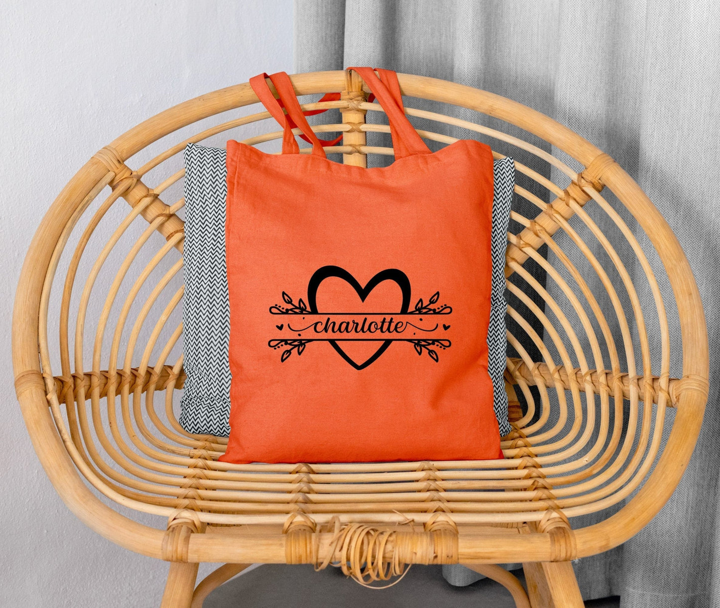 Sac Cabas personnalisé, Tote bag coeur, Sac cabas prénom