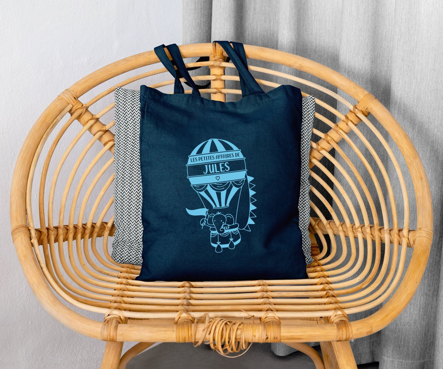Sac enfant personnalisé avec prénom, Tote bag enfant, Sac montgolfière