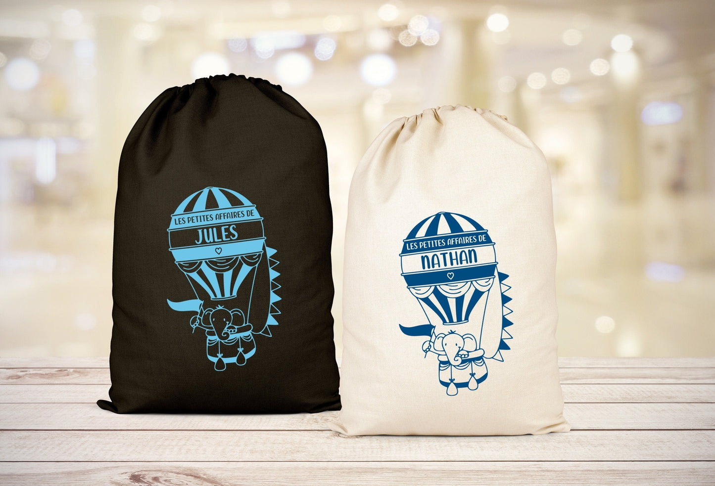 Pochon personnalisé avec prénom, Sac de rangement, Sac à cordons