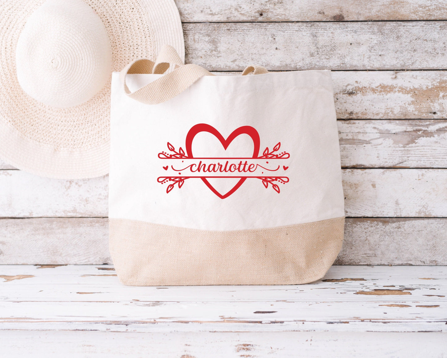 Sac en jute et coton personnalisé, sac cabas personnalisé, sac XL, grand sac personnalisable, Sac de course, Sac de plage