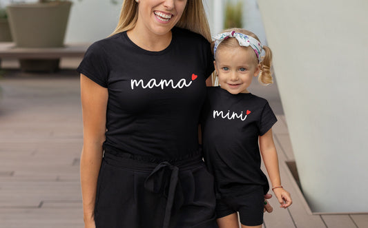 Duo T-Shirt Mère Fille Fils Assorti - Mama Mini, T-shirt Maman et Moi, Cadeau fête des mères