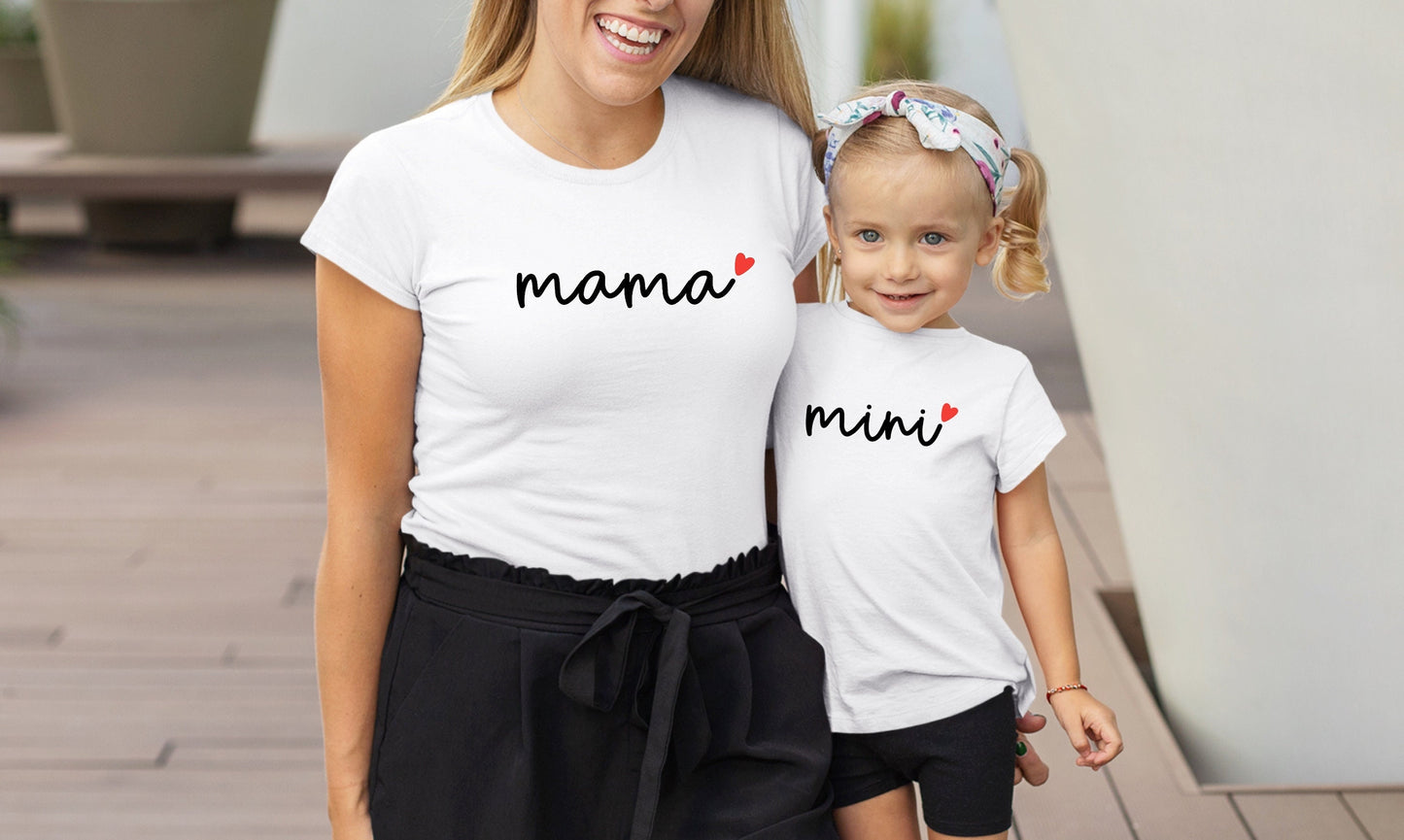 Duo T-Shirt Mère Fille Fils Assorti - Mama Mini, T-shirt Maman et Moi, Cadeau fête des mères