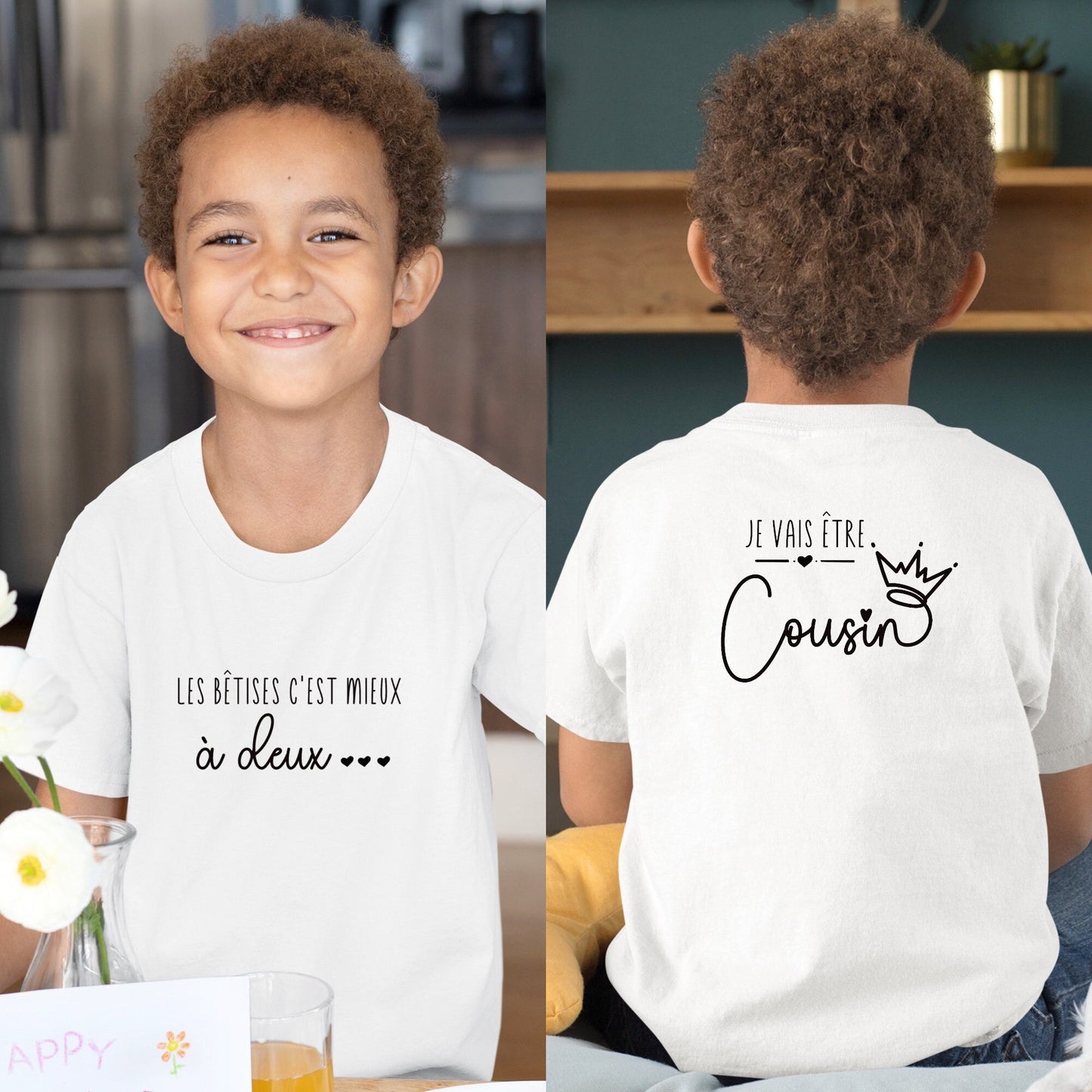 T-shirt futur cousin, Annonce grossesse, Bientôt cousin, T-shirt enfant, Je vais être cousin