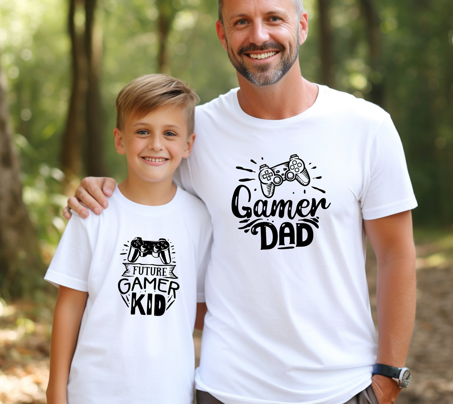 T-shirt personnalisé papa, Gamer Dad Gamer Kid, Ensemble Tee-Shirt Adulte Enfant Personnalisé, Idée cadeau papa