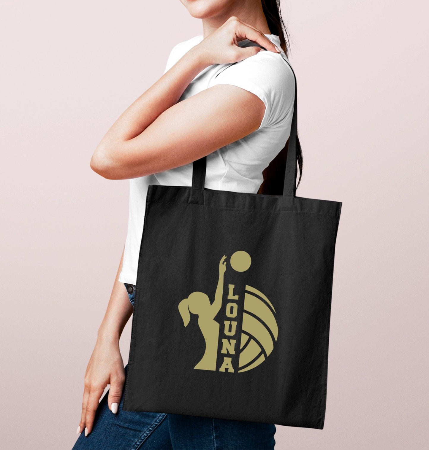 Tote Bag Volleyball avec Prénom Personnalisable, Cadeau sport, Tote bag personnalisé