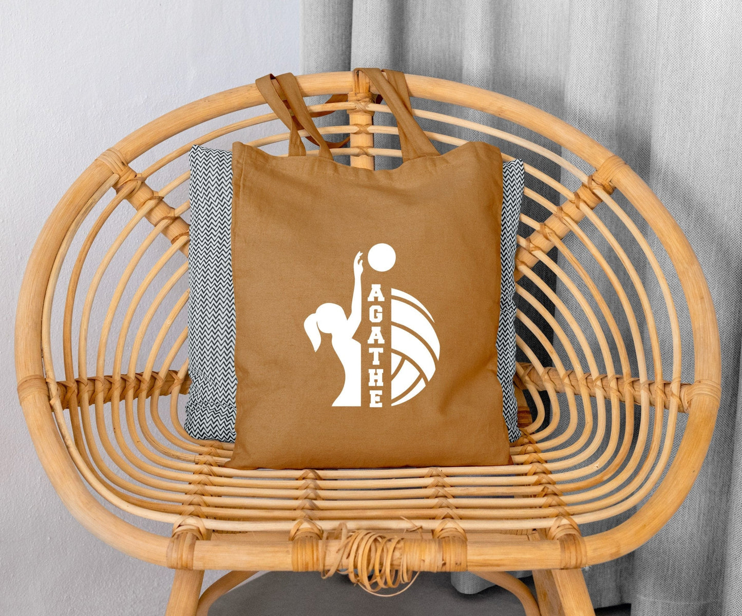 Tote Bag Volleyball avec Prénom Personnalisable, Cadeau sport, Tote bag personnalisé