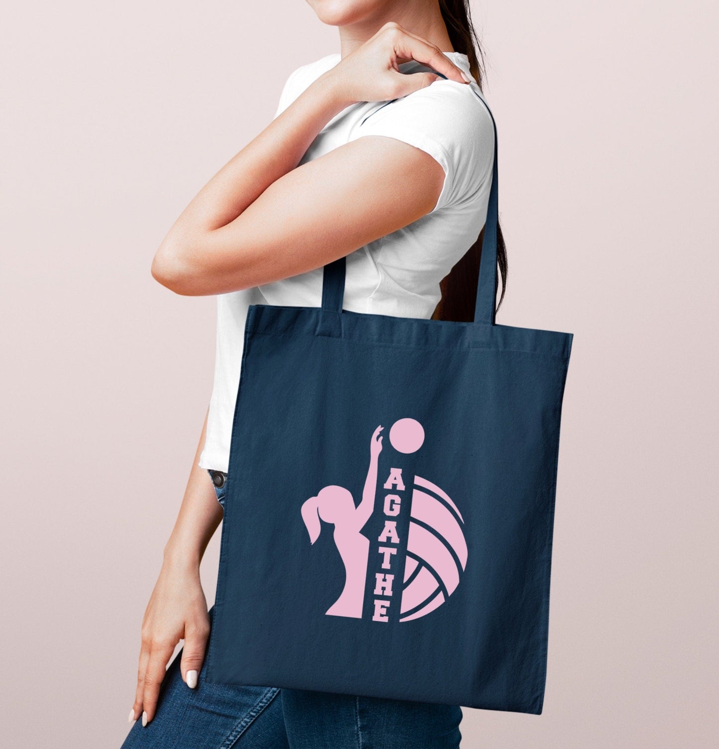 Tote Bag Volleyball avec Prénom Personnalisable, Cadeau sport, Tote bag personnalisé