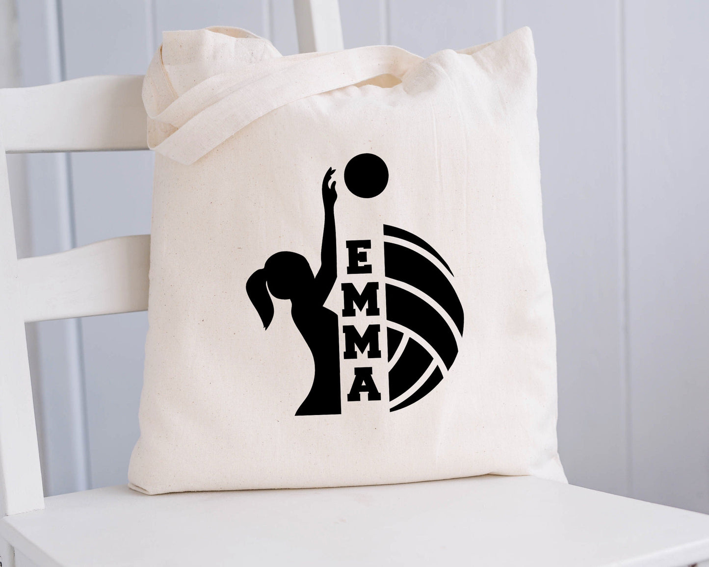Tote Bag Volleyball avec Prénom Personnalisable, Cadeau sport, Tote bag personnalisé