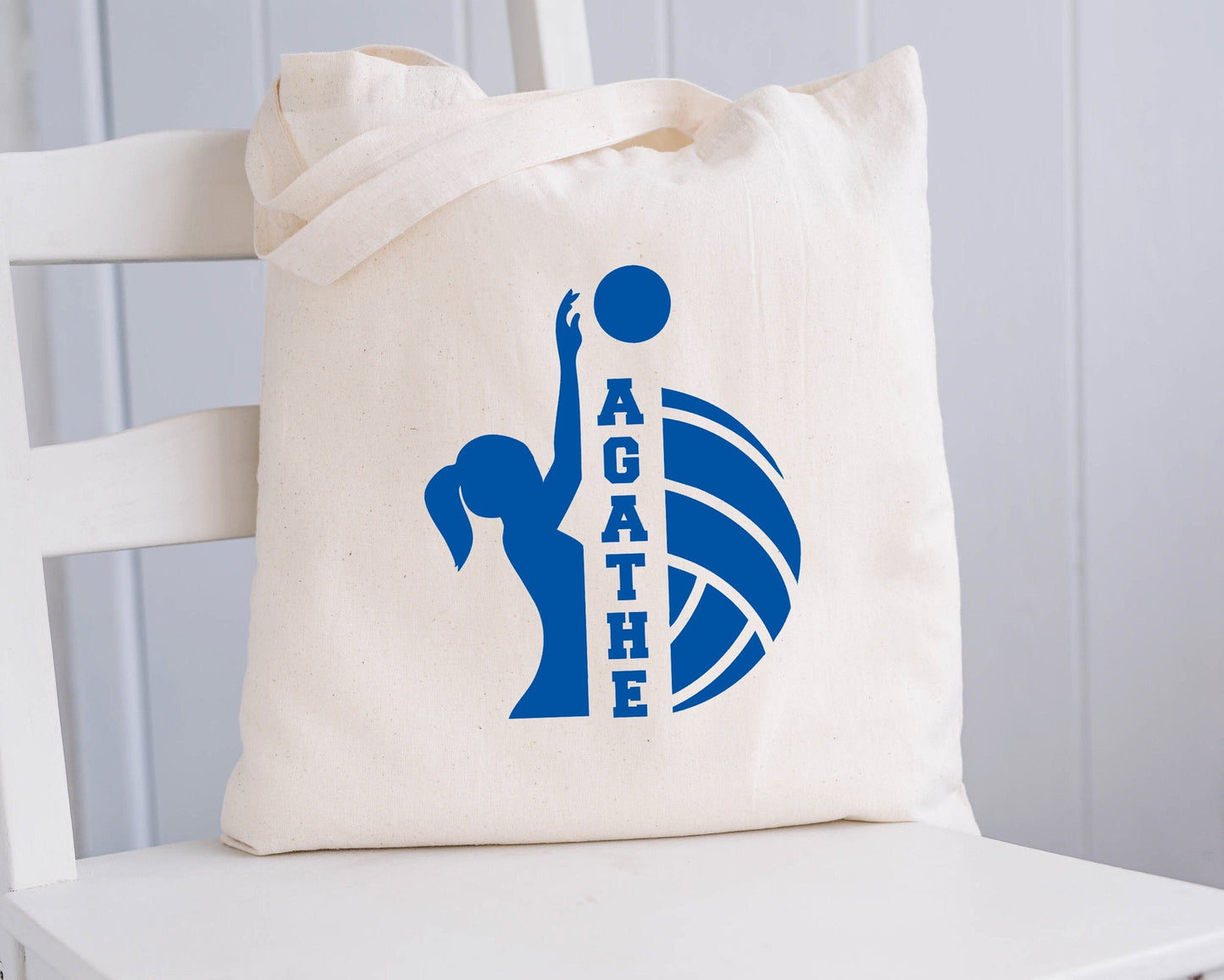 Tote Bag Volleyball avec Prénom Personnalisable, Cadeau sport, Tote bag personnalisé