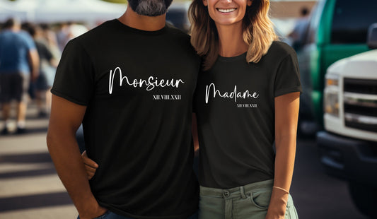 T-shirt de couple assorti, T-shirt mariage, Cadeau de mariage personnalisé