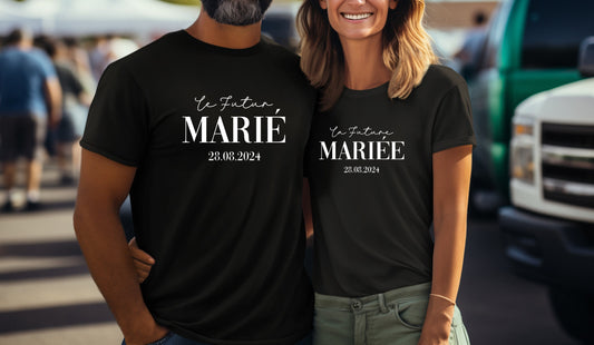 T-shirt de couple assorti Mr et Mme, T-shirt couple mariage