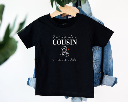 T-shirt futur cousin, Annonce grossesse, Bientôt cousin, T-shirt enfant, Je vais être cousin