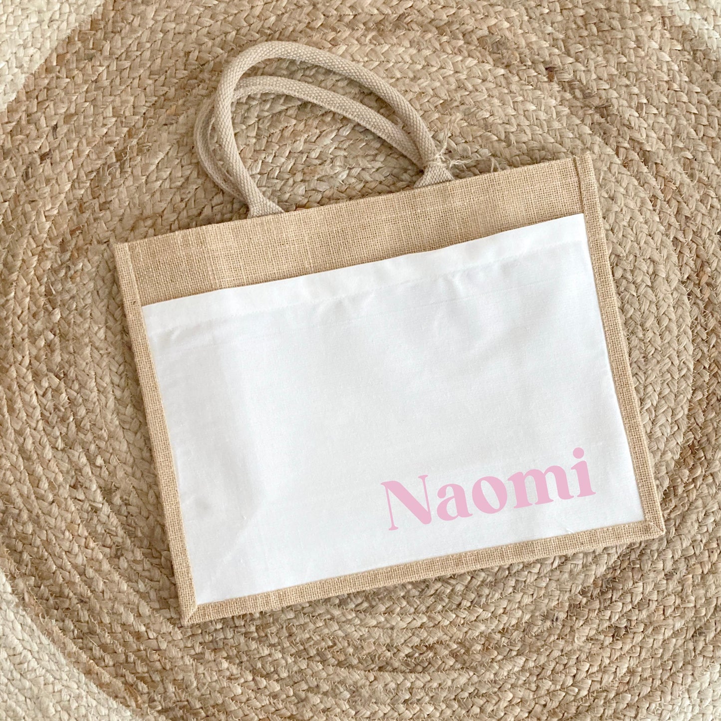 Sac en jute et coton personnalisé, sac cabas personnalisé, Cabas en toile de jute, Sac personnalisé, Cadeau femme personnalisé