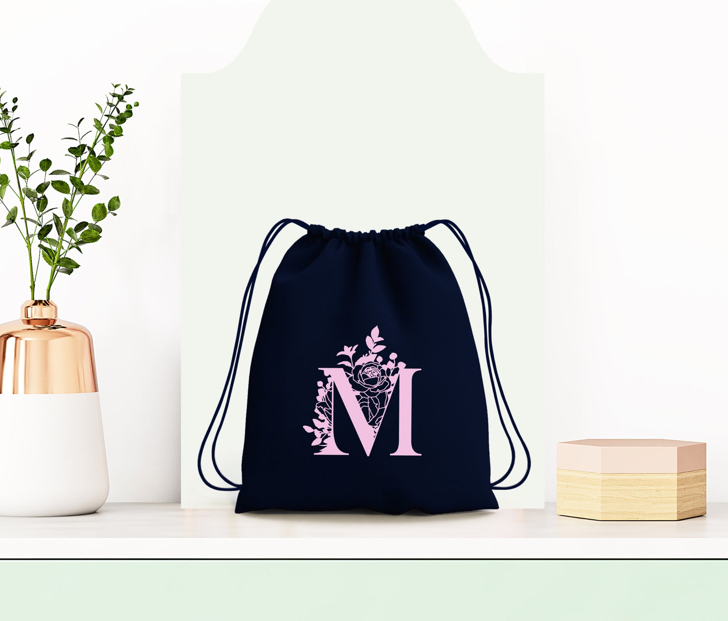 Sac à dos à cordons, Sac à dos personnalisé, Sac à dos lettre florale