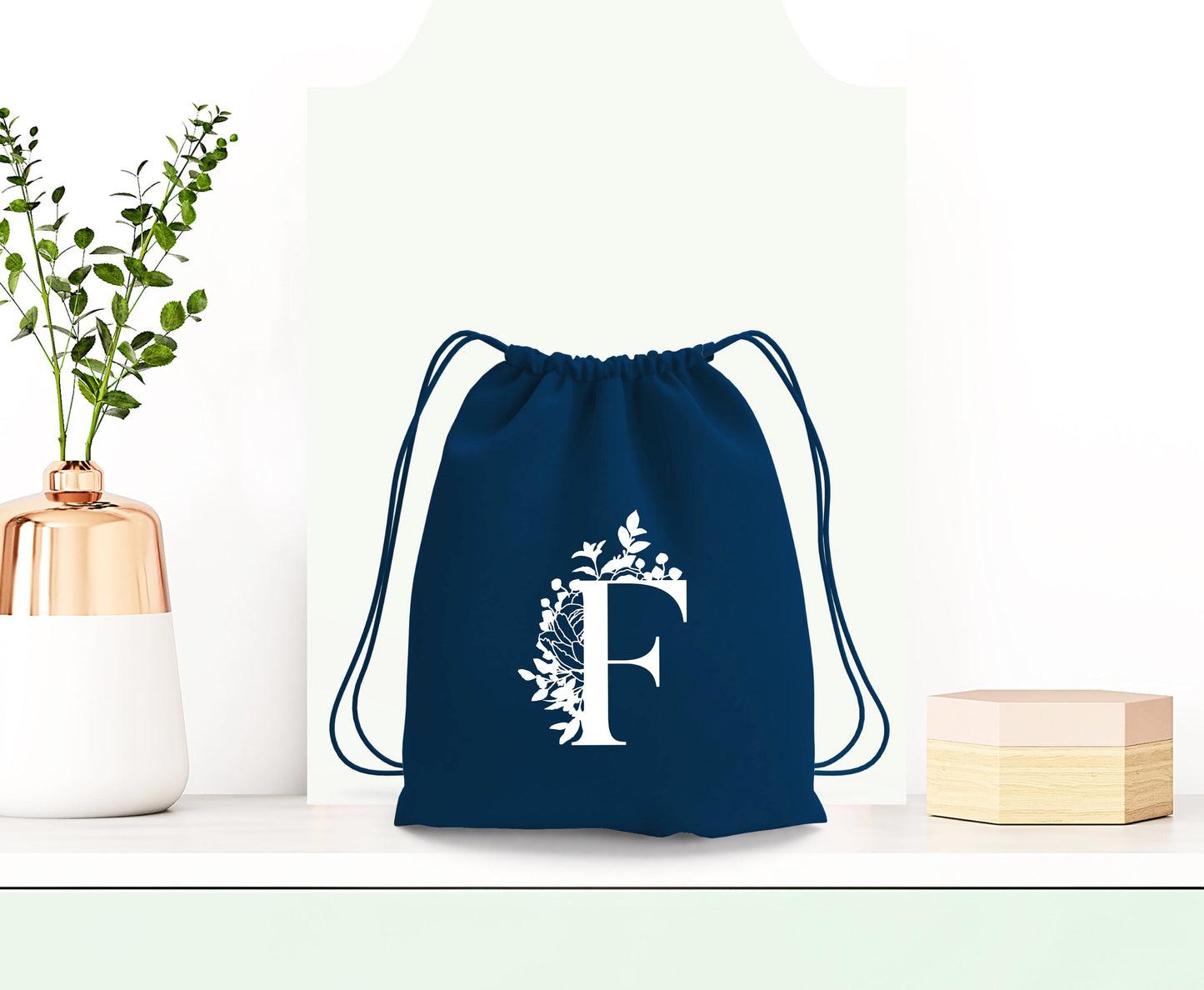 Sac à dos à cordons, Sac à dos personnalisé, Sac à dos lettre florale