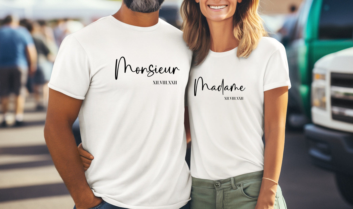 T-shirt de couple assorti, T-shirt mariage, Cadeau de mariage personnalisé