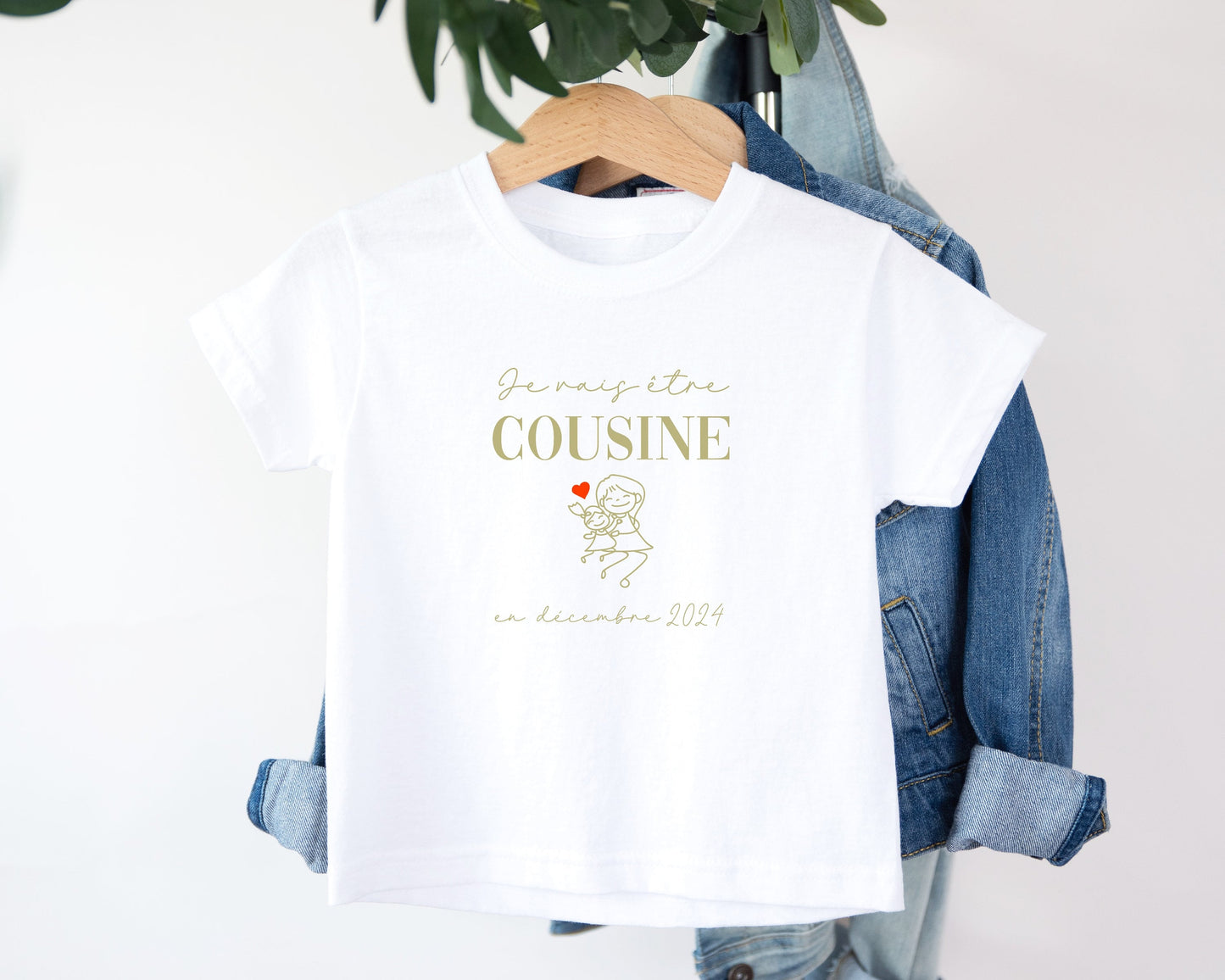 T-shirt future cousine, Annonce grossesse, Bientôt cousine, T-shirt enfant, Je vais être cousine