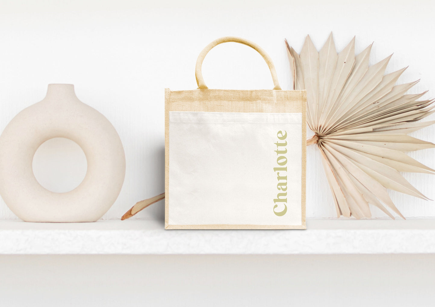 Sac en jute et coton personnalisé, sac cabas personnalisé, Cabas en toile de jute, Sac personnalisé, Cadeau femme personnalisé