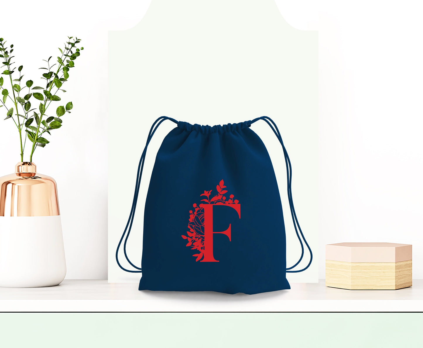 Sac à dos à cordons, Sac à dos personnalisé, Sac à dos lettre florale