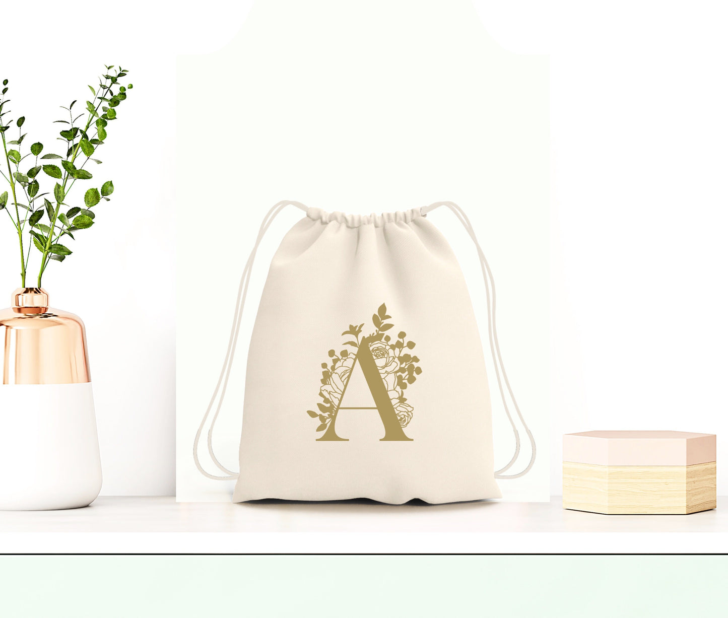 Sac à dos à cordons, Sac à dos personnalisé, Sac à dos lettre florale