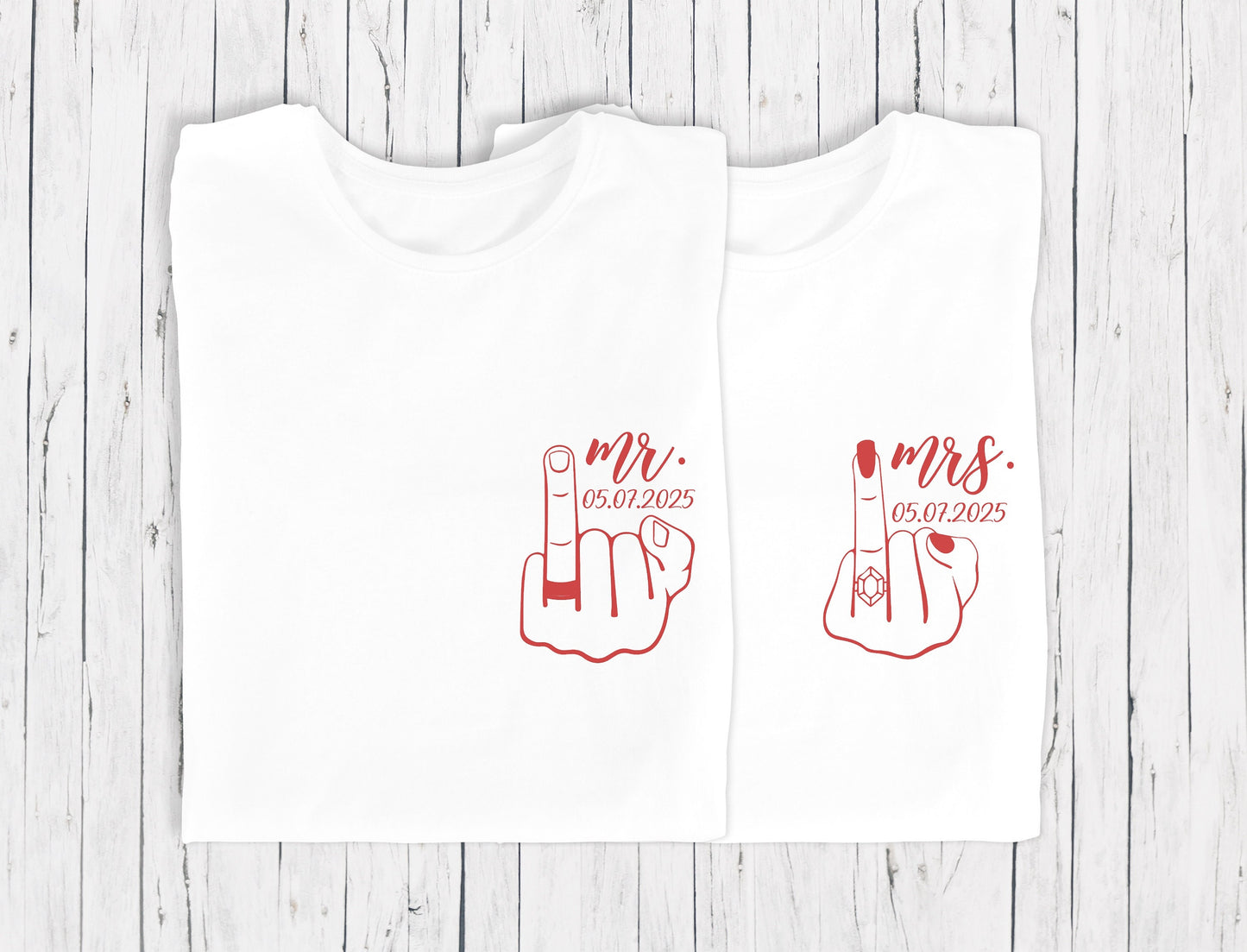 T-shirt de couple assorti Mr et Mme, T-shirt couple mariage