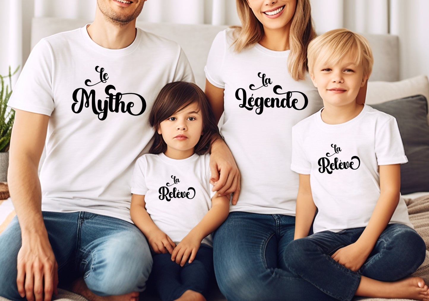 T-shirt famille assorti, Portrait famille, Cadeau famille