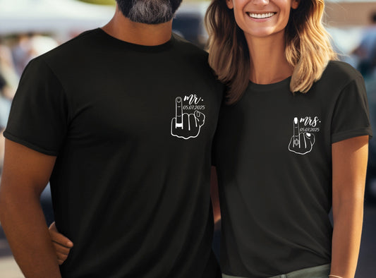 T-shirt de couple assorti Mr et Mme, T-shirt couple mariage