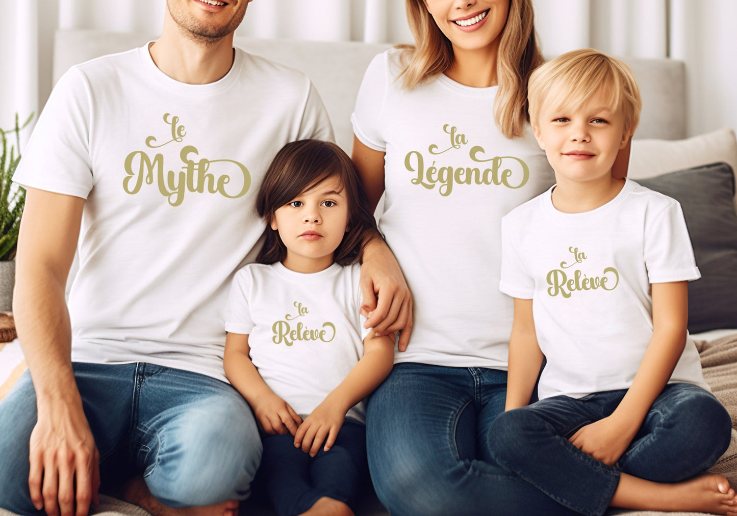 T-shirt famille assorti, Portrait famille, Cadeau famille
