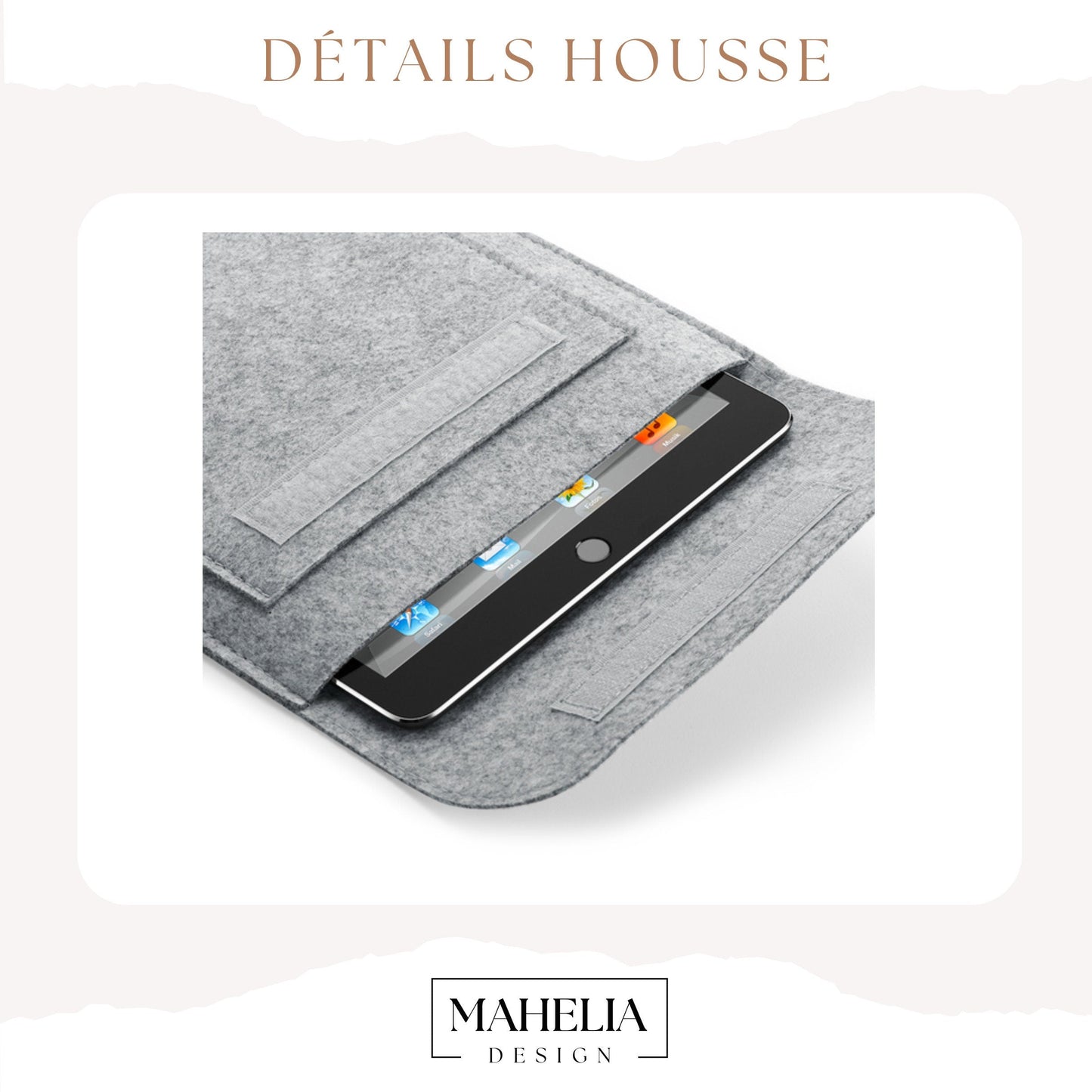 Housse personnalisé en feutrine, Housse tablette, Pochette à livre