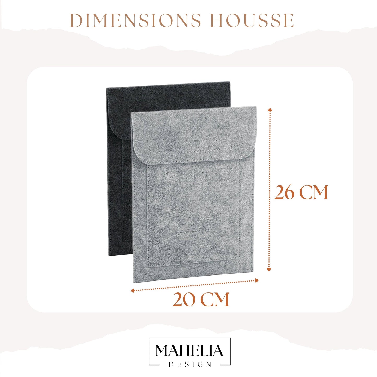 Housse personnalisé en feutrine, Housse tablette, Pochette à livre