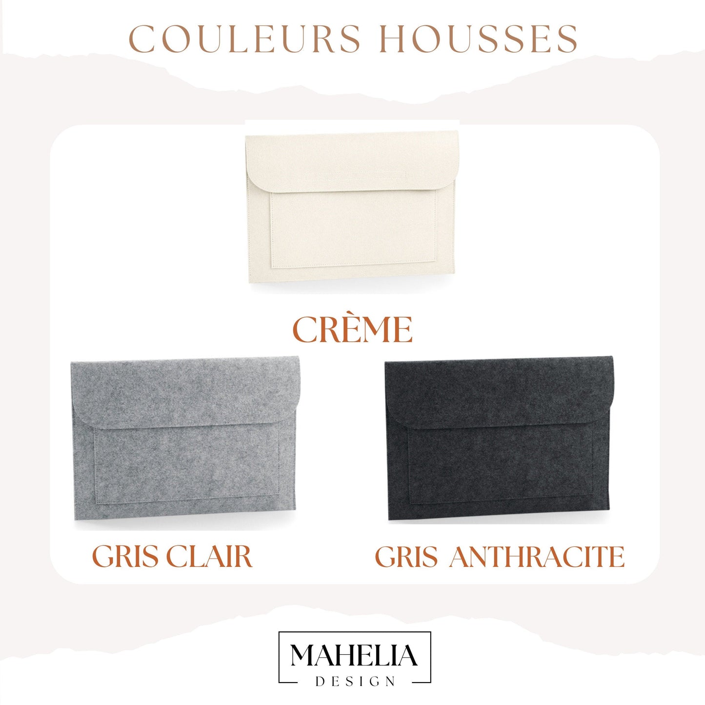 Housse personnalisé en feutrine, Housse ordinateur, Porte-documents, Pochette en feutre