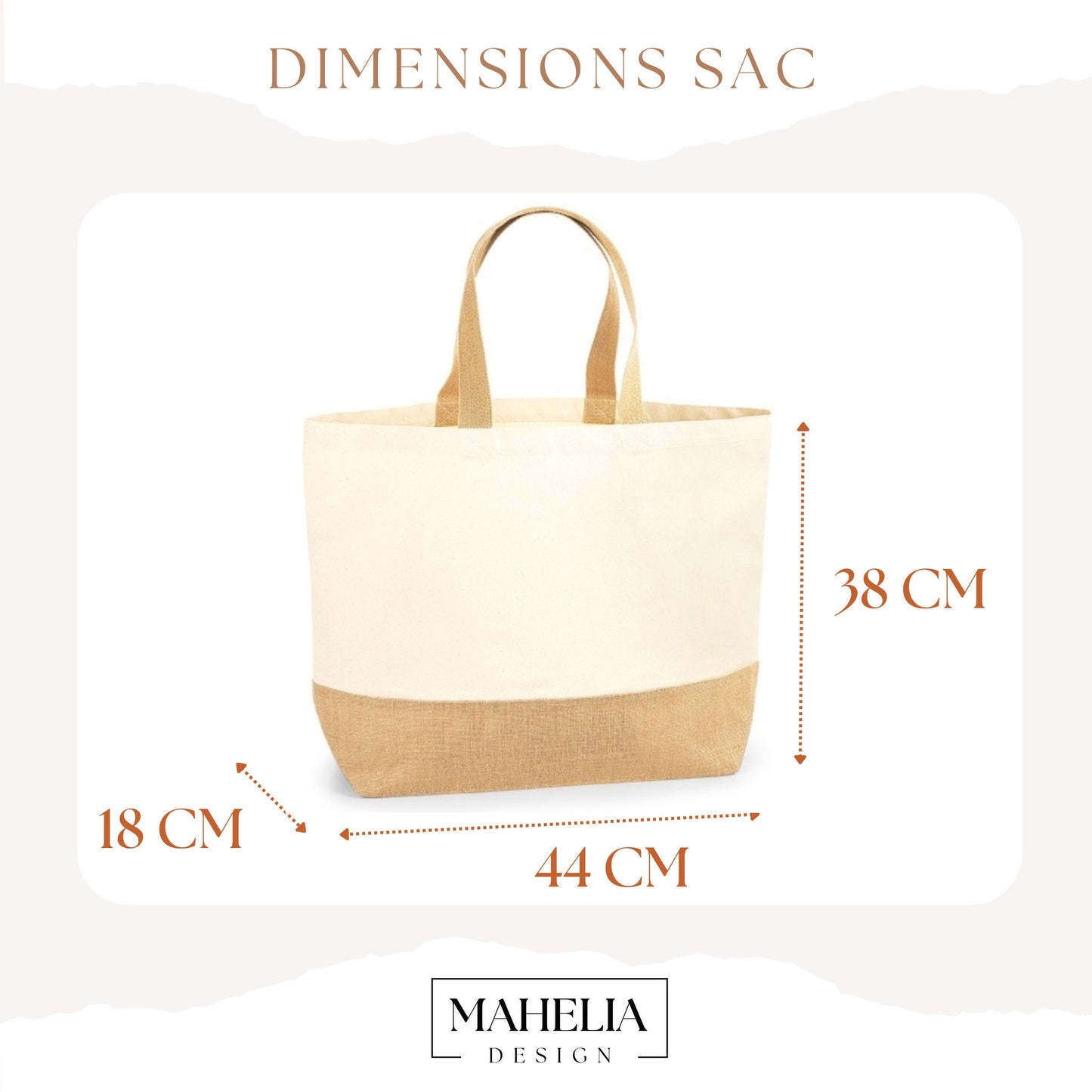 Sac en jute et coton personnalisé, sac cabas personnalisé, sac XL, grand sac personnalisable, Sac de course, Sac de plage, Cadeau Marraine