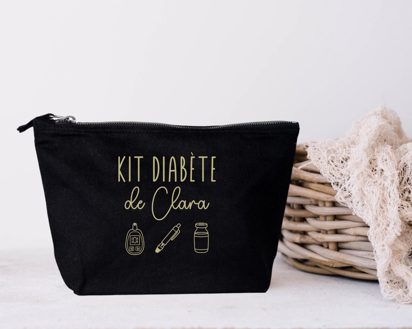 Trousse personnalisée, Trousse prénom, Trousse diabète, Rangement kit diabétique,
