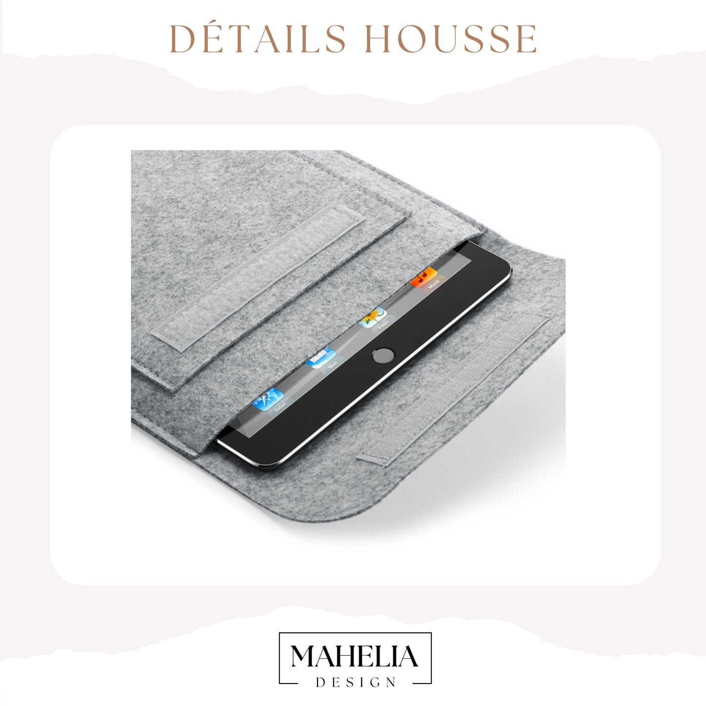 Housse personnalisé en feutrine, Housse tablette, Etui liseuse