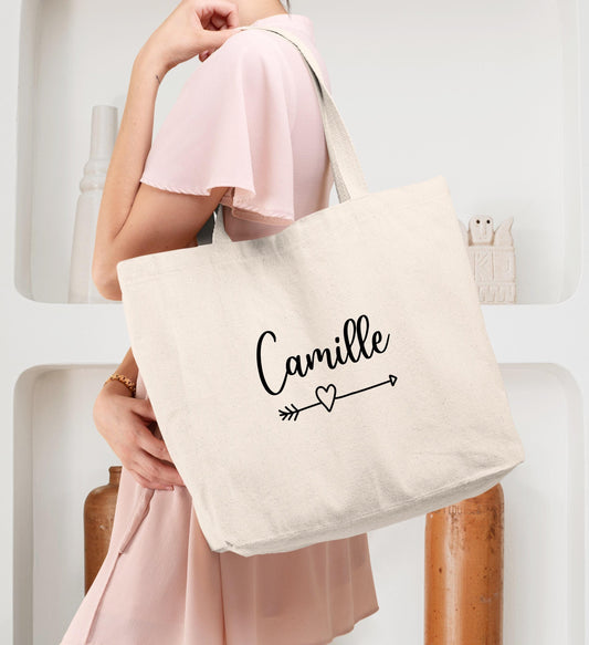 Cabas Personnalisé en coton, Sac coton , Sac fourre-tout, Sac prénom