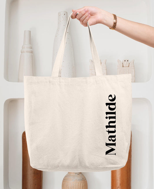 Cabas Personnalisé en coton, Sac coton , Sac fourre-tout, Sac prénom