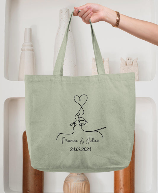 Cabas Personnalisé en coton, Sac fourre-tout, Cabas mariage, Cabas EVJF