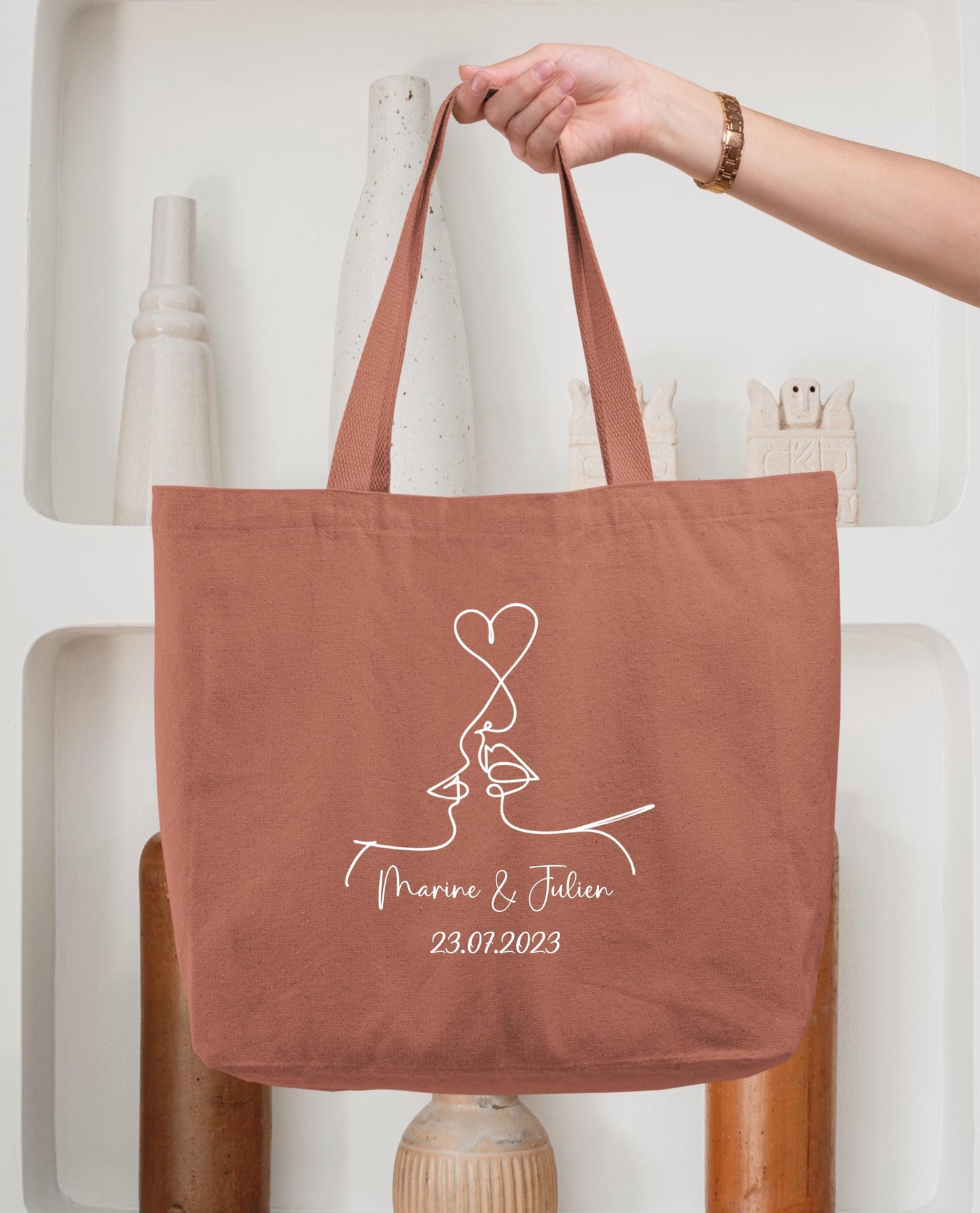 Cabas Personnalisé en coton, Sac fourre-tout, Cabas mariage, Cabas EVJF