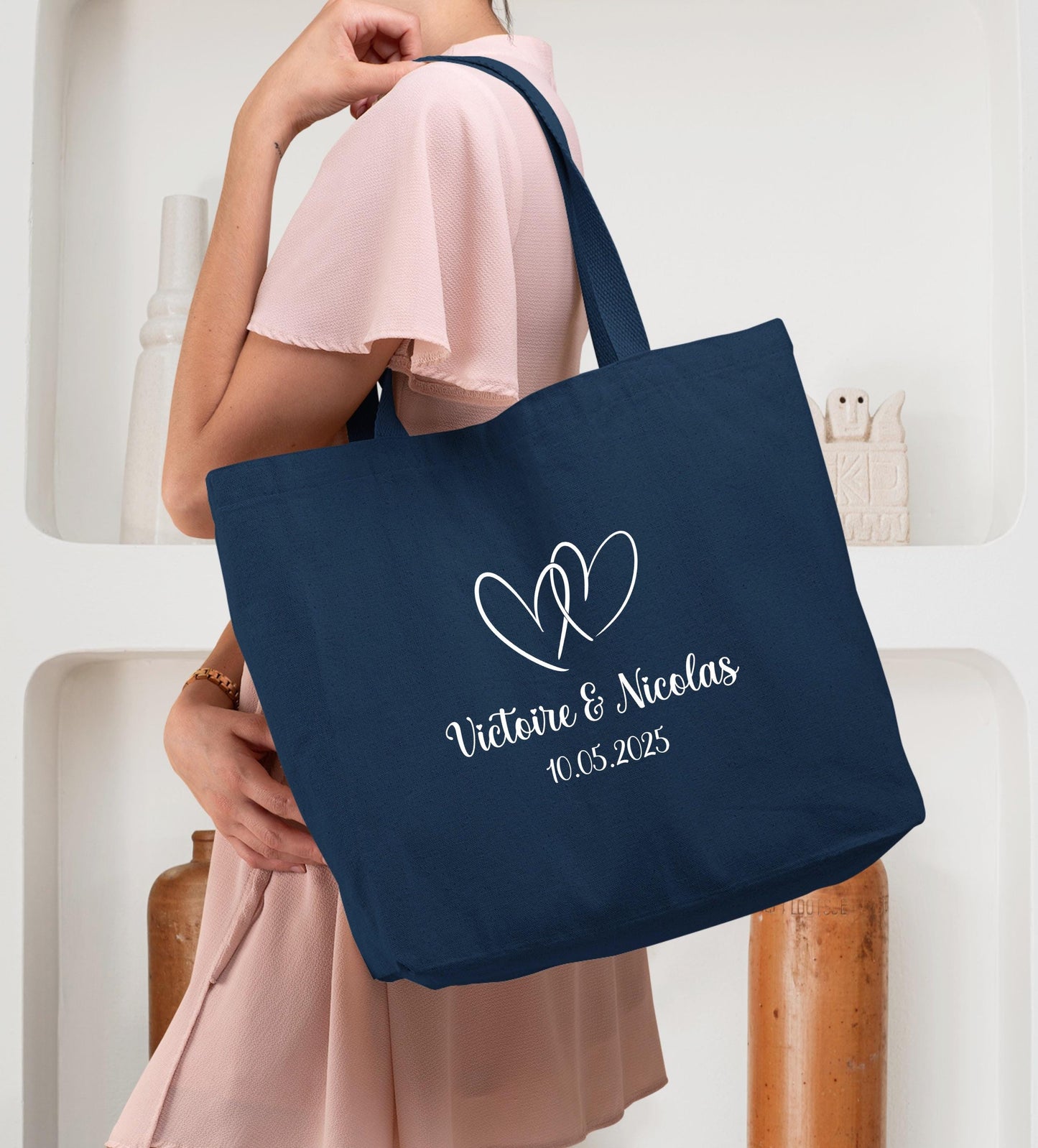 Cabas Personnalisé en coton, Sac fourre-tout, Cabas mariage, Cabas EVJF