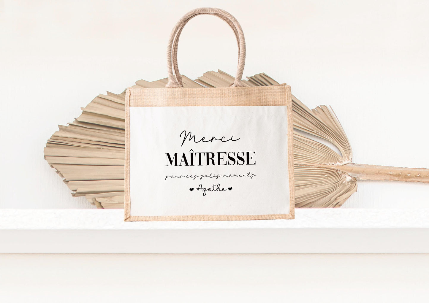 Sac en jute personnalisé, Prénom enfant, Cadeau nounou, Cadeau maîtresse, Cadeau ATSEM