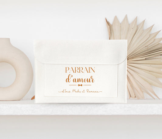 Housse personnalisé en feutrine, Cadeau parrain, Housse ordinateur, Porte-documents,