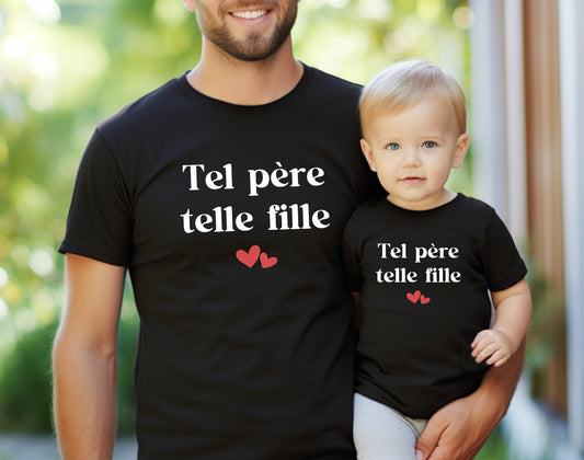 T-shirt assorti père et fille, Ensemble famille, Cadeau original