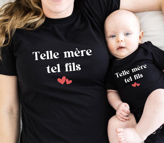 T-shirt assorti mère et fils, Ensemble famille, Cadeau original