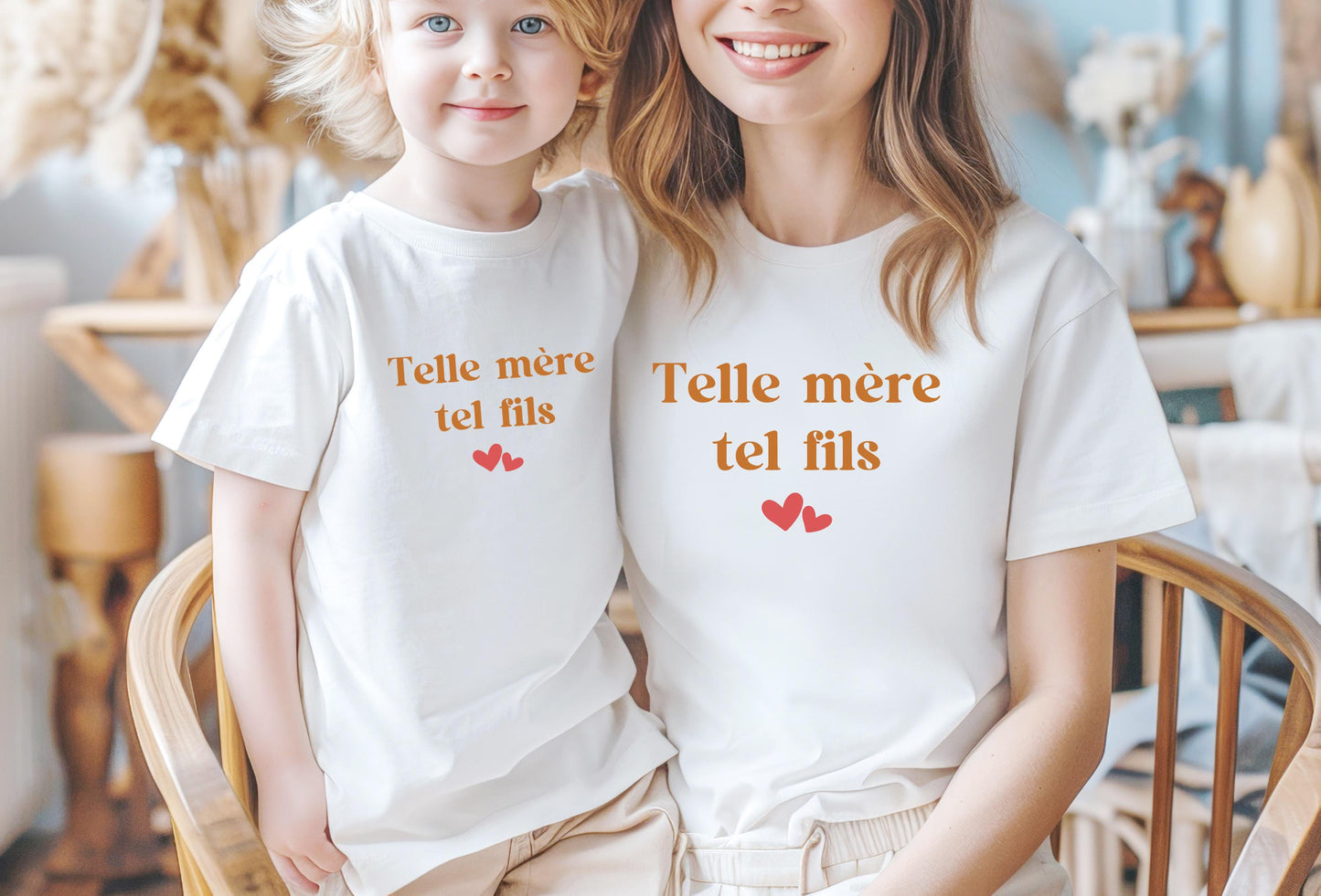 T-shirt assorti mère et fils, Ensemble famille, Cadeau original