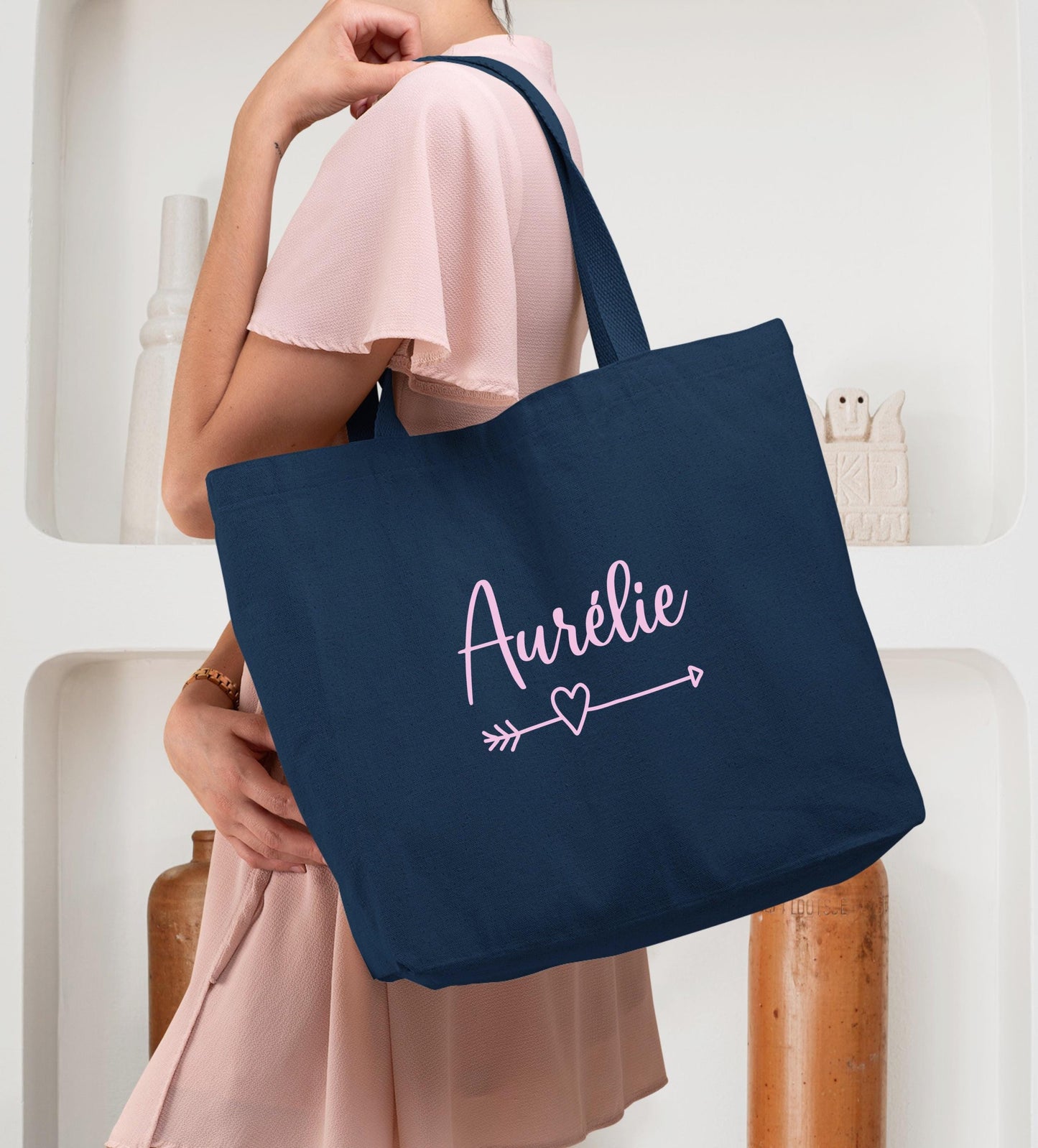 Cabas Personnalisé en coton, Sac coton , Sac fourre-tout, Sac prénom