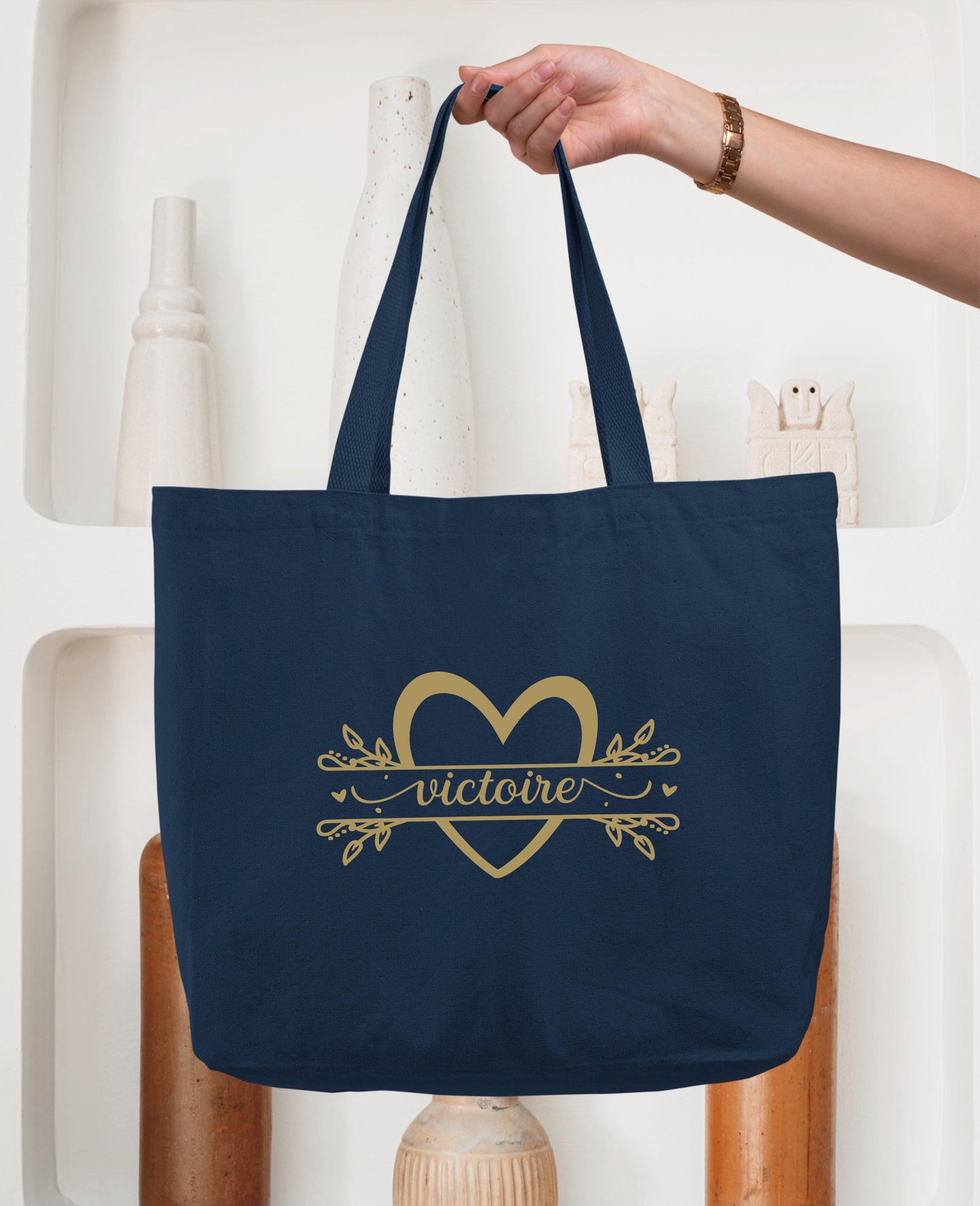 Cabas Personnalisé en coton, Sac coton , Sac fourre-tout, Sac prénom