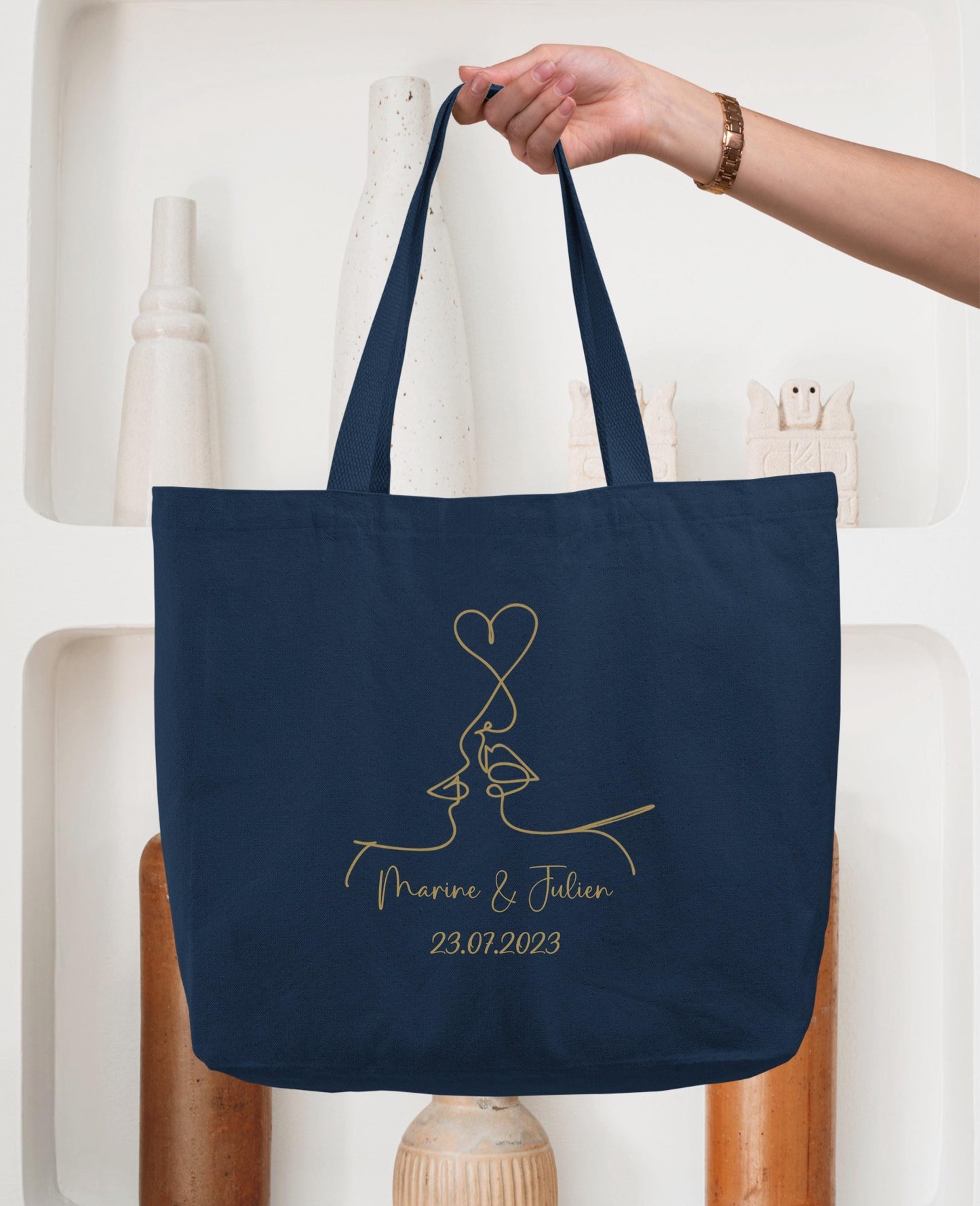Cabas Personnalisé en coton, Sac fourre-tout, Cabas mariage, Cabas EVJF