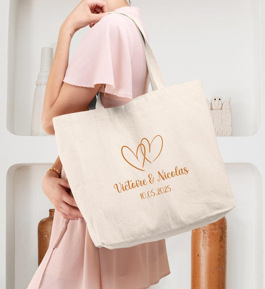 Cabas Personnalisé en coton, Sac fourre-tout, Cabas mariage, Cabas EVJF