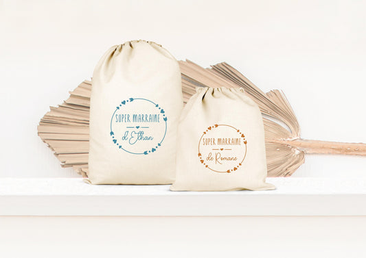 Sac de rangement, Pochon personnalisé, Cadeau Marraine